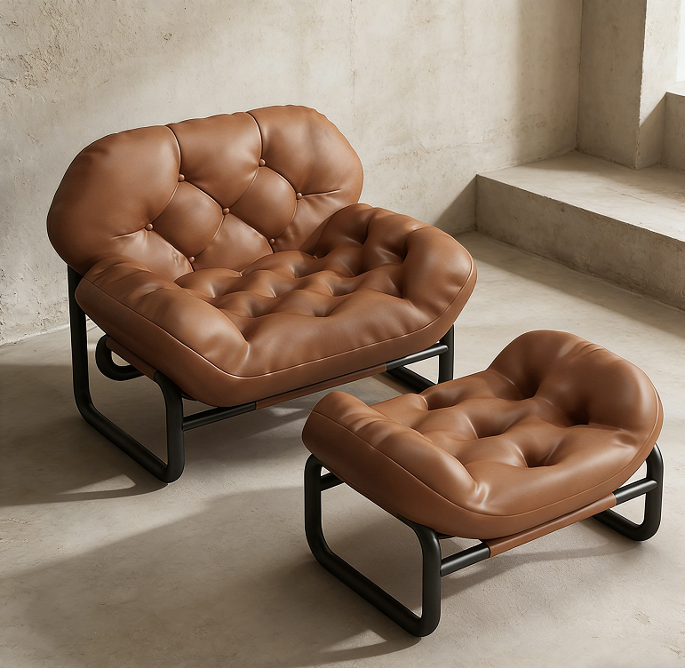 Customer Choice Lazy Lounge Chair Oversized Seat Design Cat Scratch Resistant Leather Single Sofa Urban Apartment