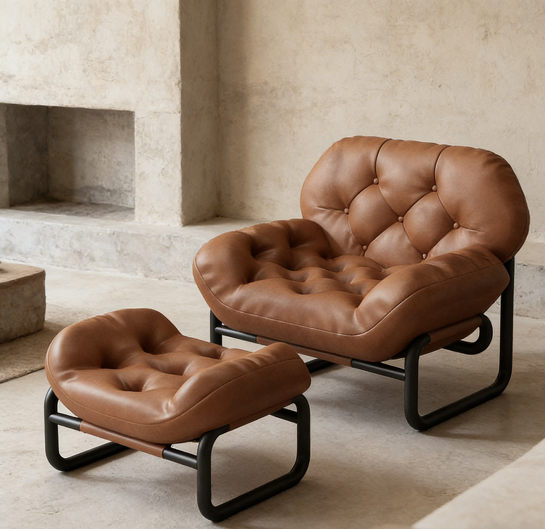 Customer Choice Lazy Lounge Chair Oversized Seat Design Cat Scratch Resistant Leather Single Sofa Urban Apartment