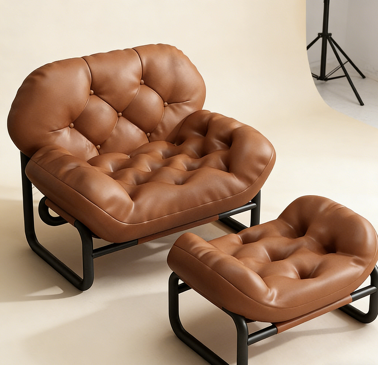 Customer Choice Lazy Lounge Chair Oversized Seat Design Cat Scratch Resistant Leather Single Sofa Urban Apartment