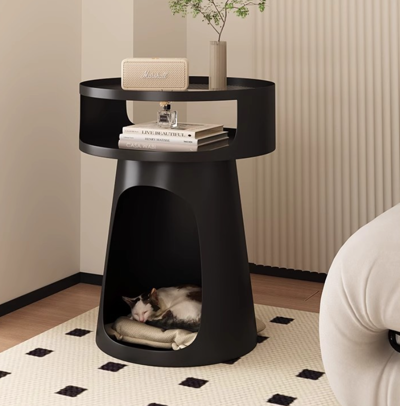 Modern Cream-Style Cat Sofa Bed Multi-Functional Side Table Bedroom Human-Pet Shared Design Metal