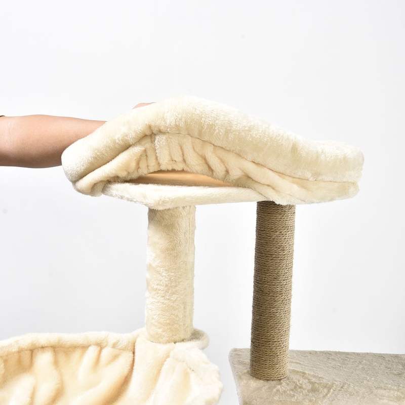 Indoor Wooden Cat Furniture Cabinet Multi Platform Hidden Litter Box Enclosure Fence Integrated Cat Tree Tower for Home Pet Use