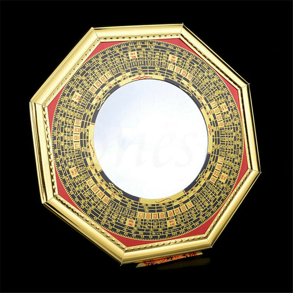Celestial Guardian: Traditional Mahogany Bagua Mirror for Home Protection