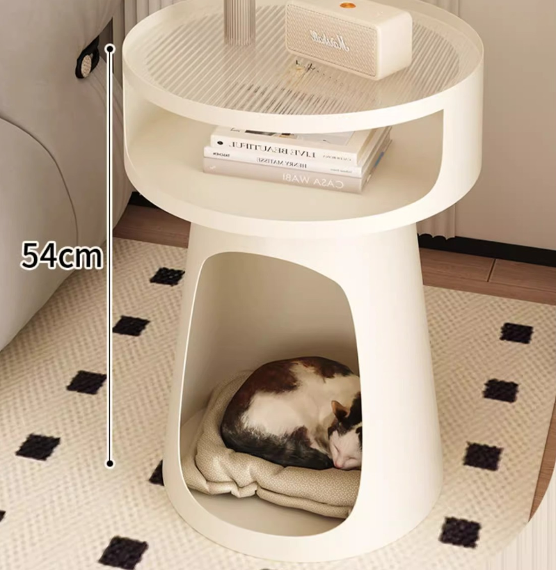 Modern Cream-Style Cat Sofa Bed Multi-Functional Side Table Bedroom Human-Pet Shared Design Metal