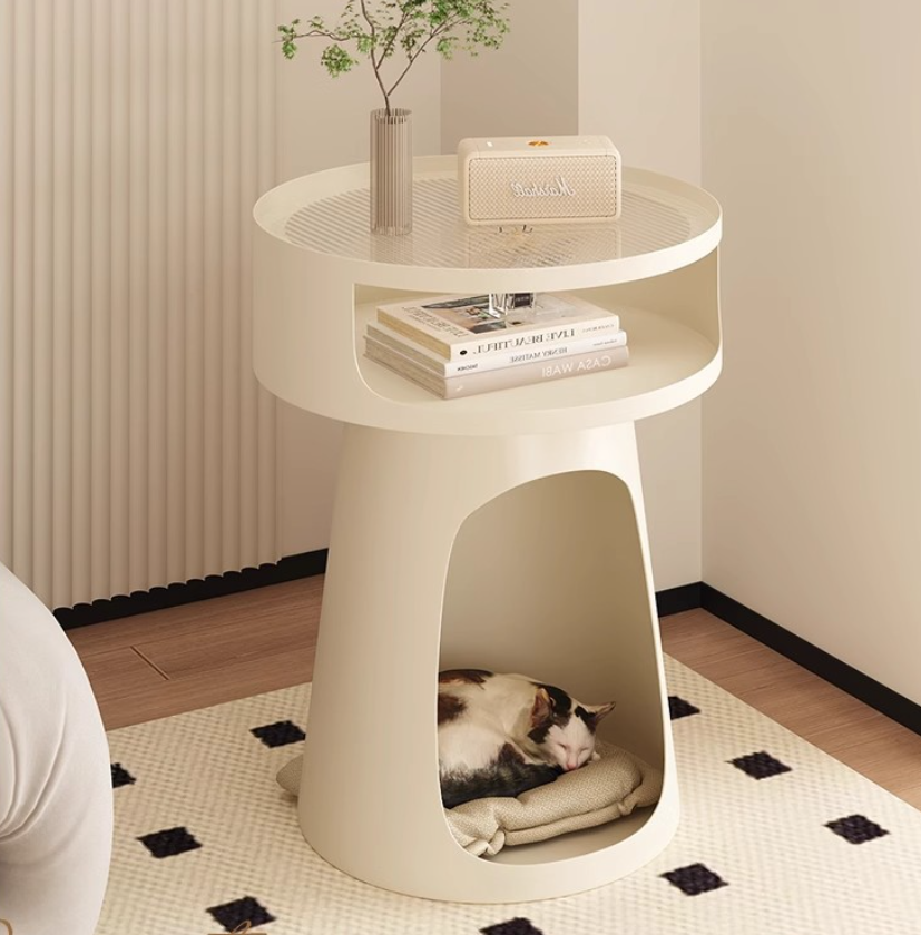 Modern Cream-Style Cat Sofa Bed Multi-Functional Side Table Bedroom Human-Pet Shared Design Metal