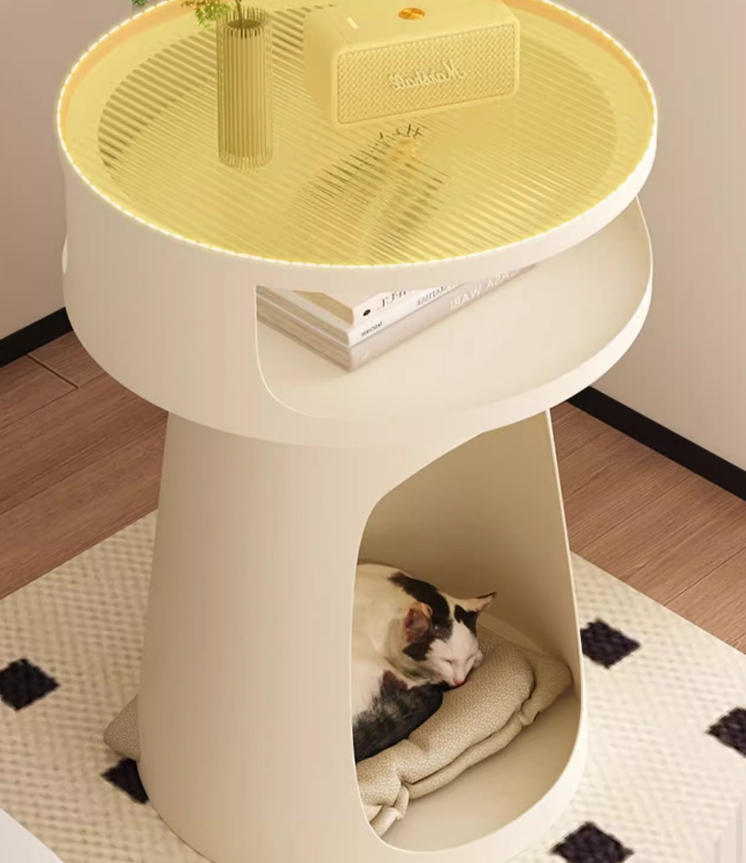 Modern Cream-Style Cat Sofa Bed Multi-Functional Side Table Bedroom Human-Pet Shared Design Metal