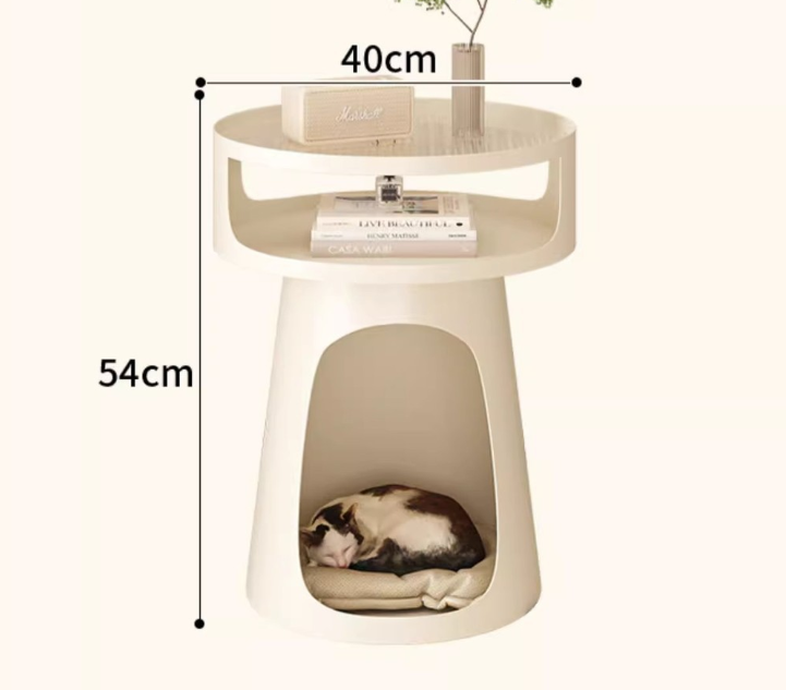 Modern Cream-Style Cat Sofa Bed Multi-Functional Side Table Bedroom Human-Pet Shared Design Metal