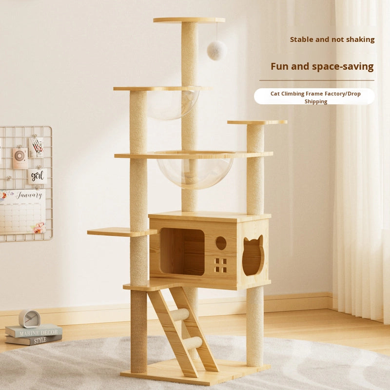 Modern All-Season Space Capsule Wooden Pet House for Living Room Cat Climbing Frame Wholesale Foreign Trade