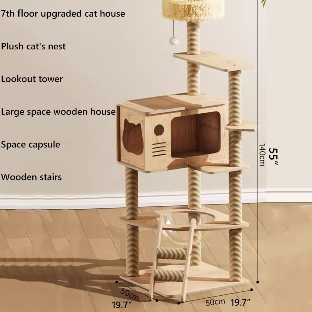 4-Level Eco-Friendly Durable Cat Scratching Post Tower Cushioned Platform Space Capsule Nest Cave Design-Cat Furniture Play