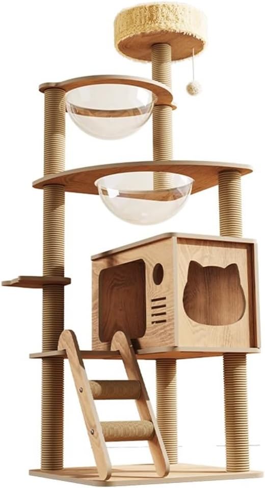 4-Level Eco-Friendly Durable Cat Scratching Post Tower Cushioned Platform Space Capsule Nest Cave Design-Cat Furniture Play